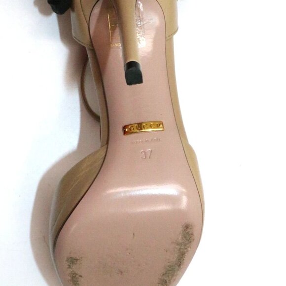 Gucci Leather Coline Studded T Strap Pumps IT 37 US 7 - Beige - Picture 12 of 15